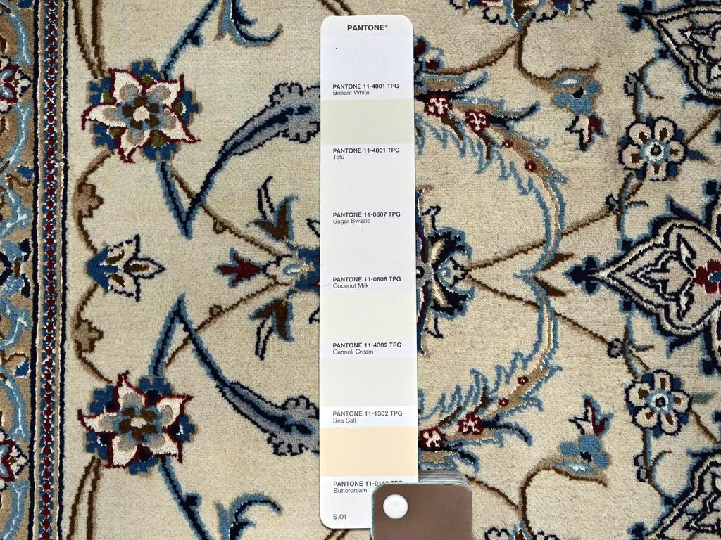 New Hand Knotted Ivory Wool & Silk Rectangle Oriental Rug 9'6" x 13'4"