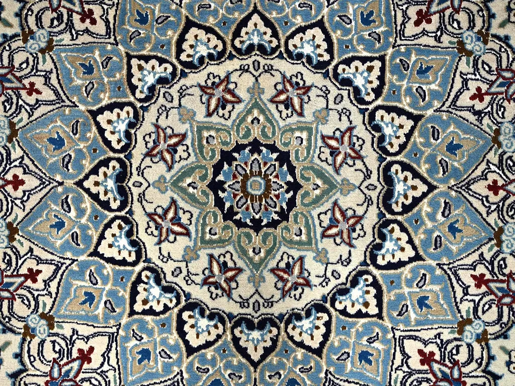 New Hand Knotted Ivory Wool & Silk Rectangle Oriental Rug 9'6" x 13'4"