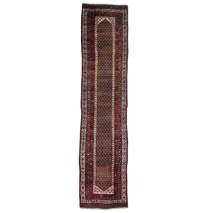 Vintage Hand Knotted Blue Wool Runner Oriental Rug 3'2" x 13'10"