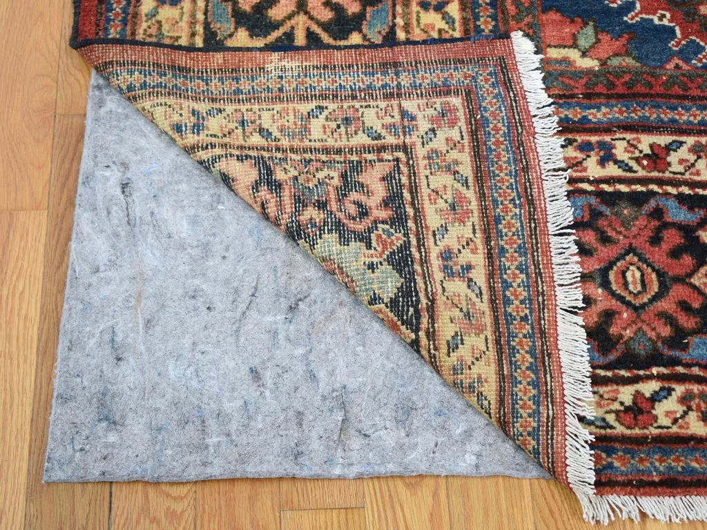 Vintage Hand Knotted Red Wool Rectangle Oriental Rug 10'10" x 13'8"