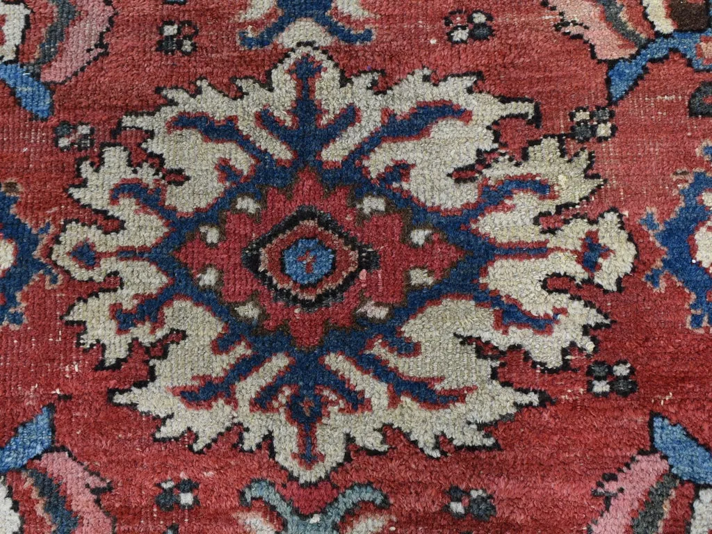 Vintage Hand Knotted Red Wool Rectangle Oriental Rug 10'10" x 13'8"