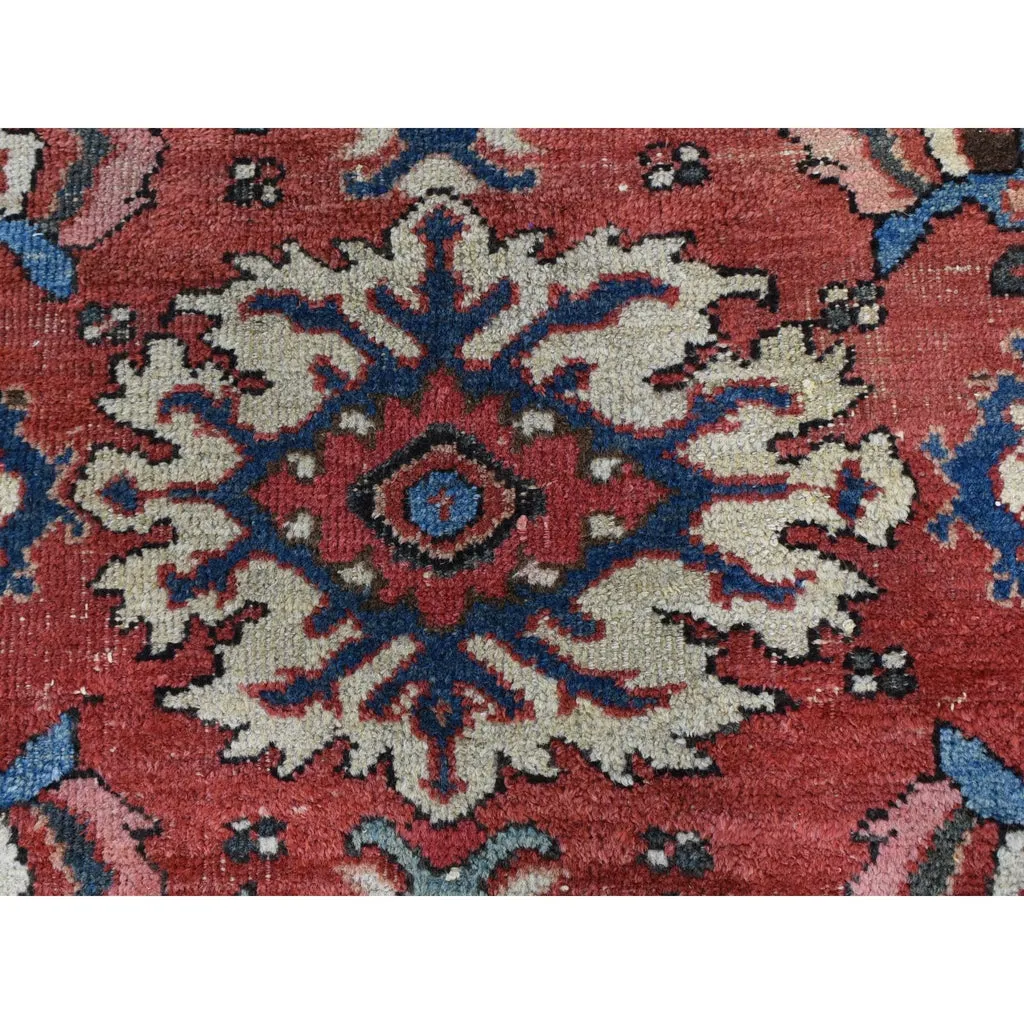Vintage Hand Knotted Red Wool Rectangle Oriental Rug 10'10" x 13'8"