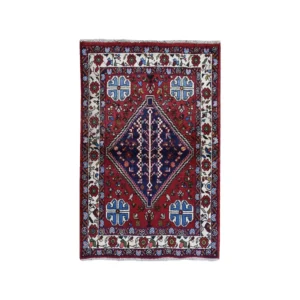 New Hand Knotted Red Wool Rectangle Oriental Rug 3'6" x 4'9"