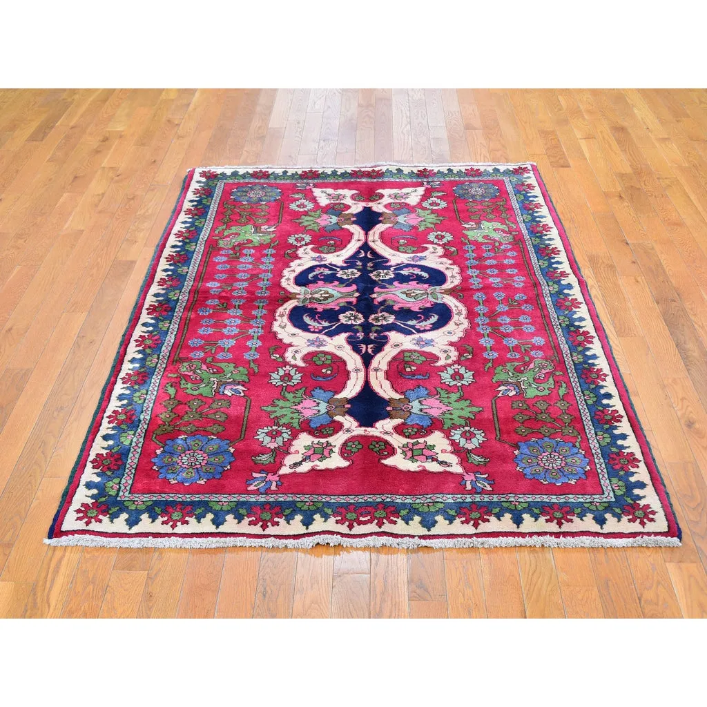 New Hand Knotted Red Wool Rectangle Oriental Rug 4'10" x 7'2"