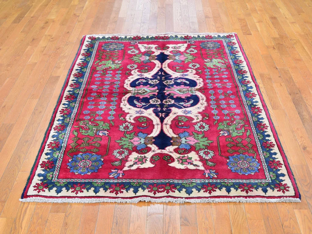 New Hand Knotted Red Wool Rectangle Oriental Rug 4'10" x 7'2"
