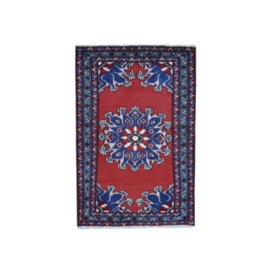 New Hand Knotted Red Wool Rectangle Oriental Rug 2'8" x 4'0"