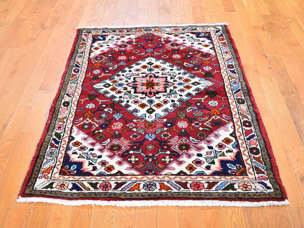 New Hand Knotted Red Wool Rectangle Oriental Rug 3'6" x 5'3"