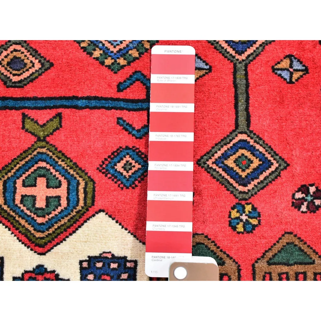 New Hand Knotted Red Wool Rectangle Oriental Rug 4" x 4'