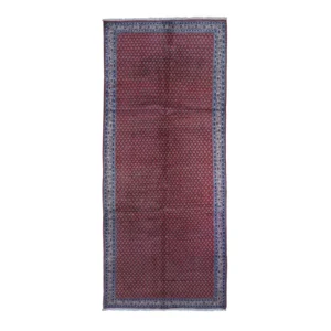 Vintage Hand Knotted Red Wool Runner Oriental Rug 4'6" x 10'9"