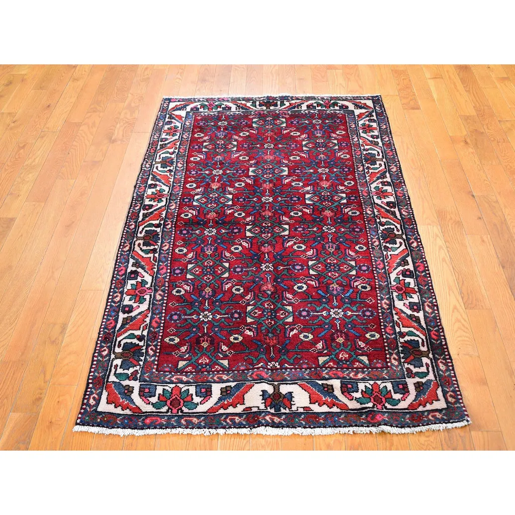 New Hand Knotted Red Wool Rectangle Oriental Rug 3'6" x 6'3"