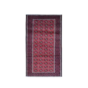 Vintage Hand Knotted Red Wool Rectangle Oriental Rug 3'10" x 7'4"