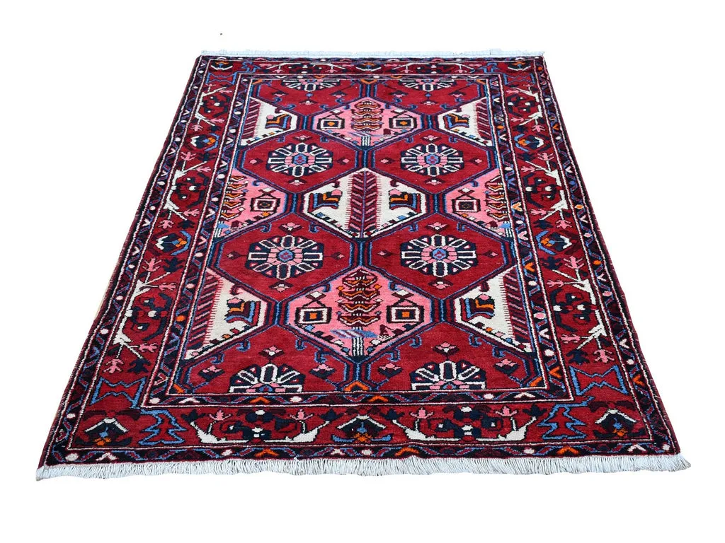 New Hand Knotted Red Wool Rectangle Oriental Rug 4'4" x 6'8"