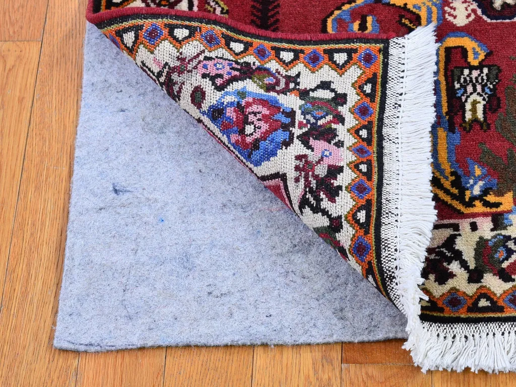 Vintage Hand Knotted Red Wool Rectangle Oriental Rug 3'7" x 5'0"