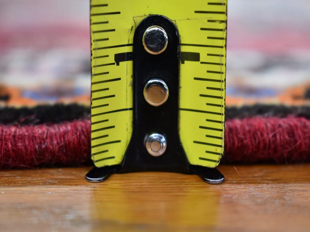 Vintage Hand Knotted Red Wool Rectangle Oriental Rug 3'7" x 5'0"