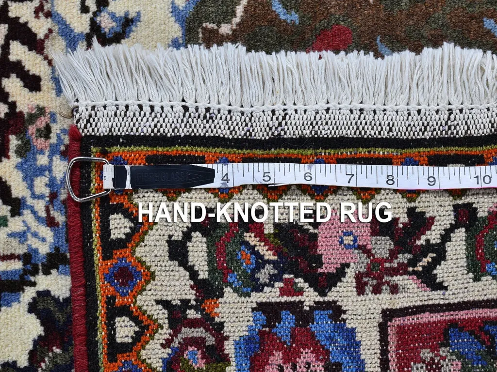 Vintage Hand Knotted Red Wool Rectangle Oriental Rug 3'7" x 5'0"