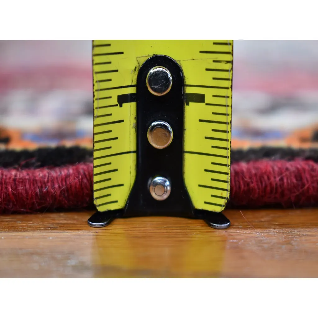 Vintage Hand Knotted Red Wool Rectangle Oriental Rug 3'7" x 5'0"