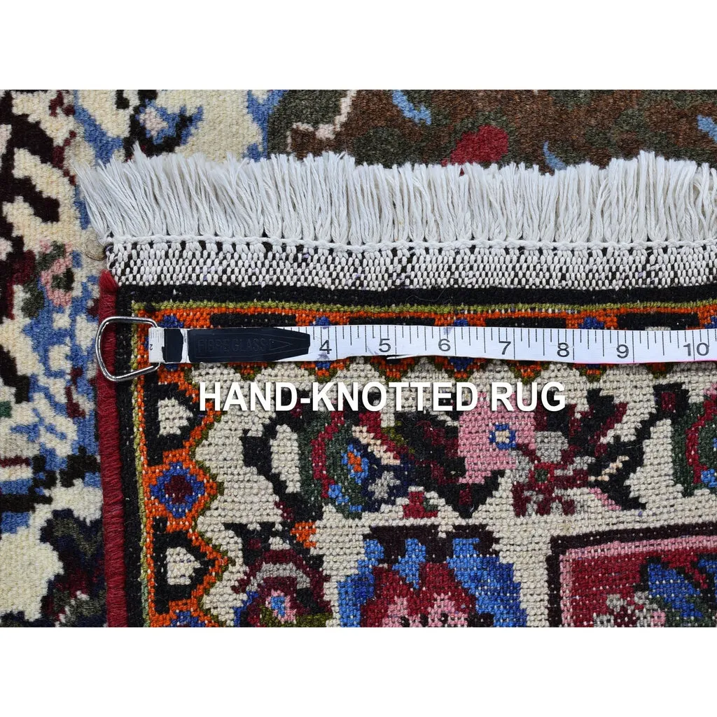 Vintage Hand Knotted Red Wool Rectangle Oriental Rug 3'7" x 5'0"