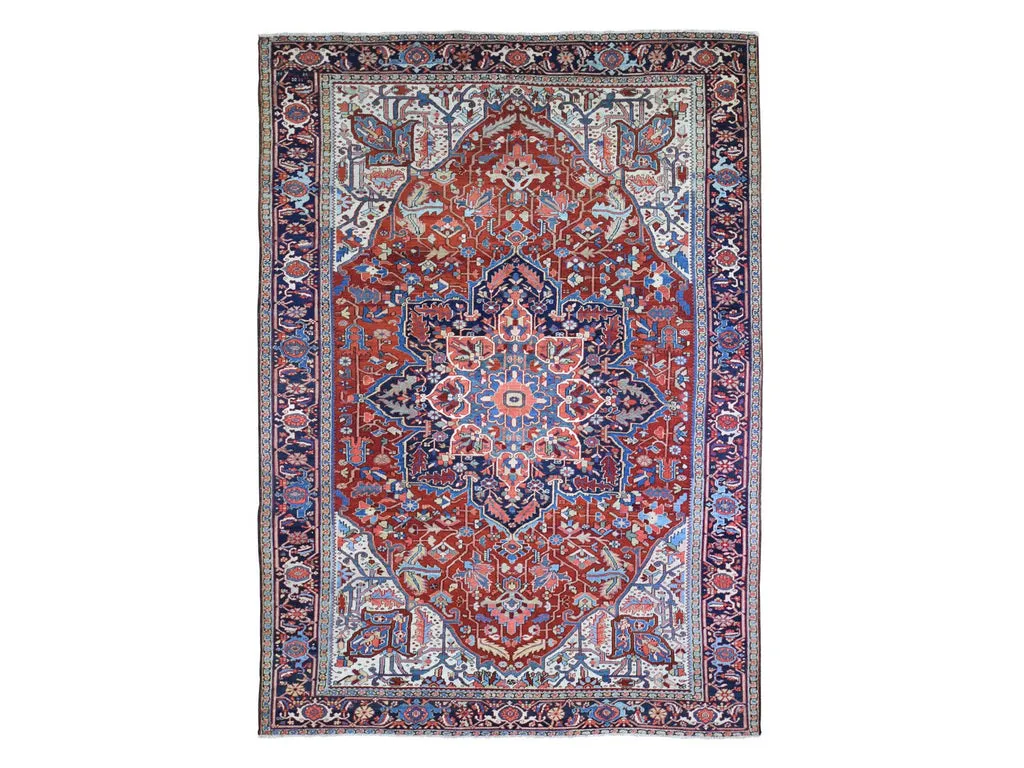 Vintage Hand Knotted Red Wool Rectangle Oriental Rug 8'3" x 11'3"