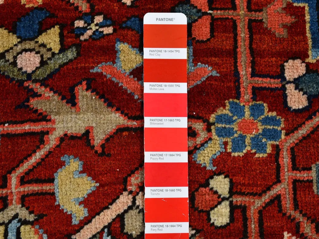 Vintage Hand Knotted Red Wool Rectangle Oriental Rug 8'3" x 11'3"