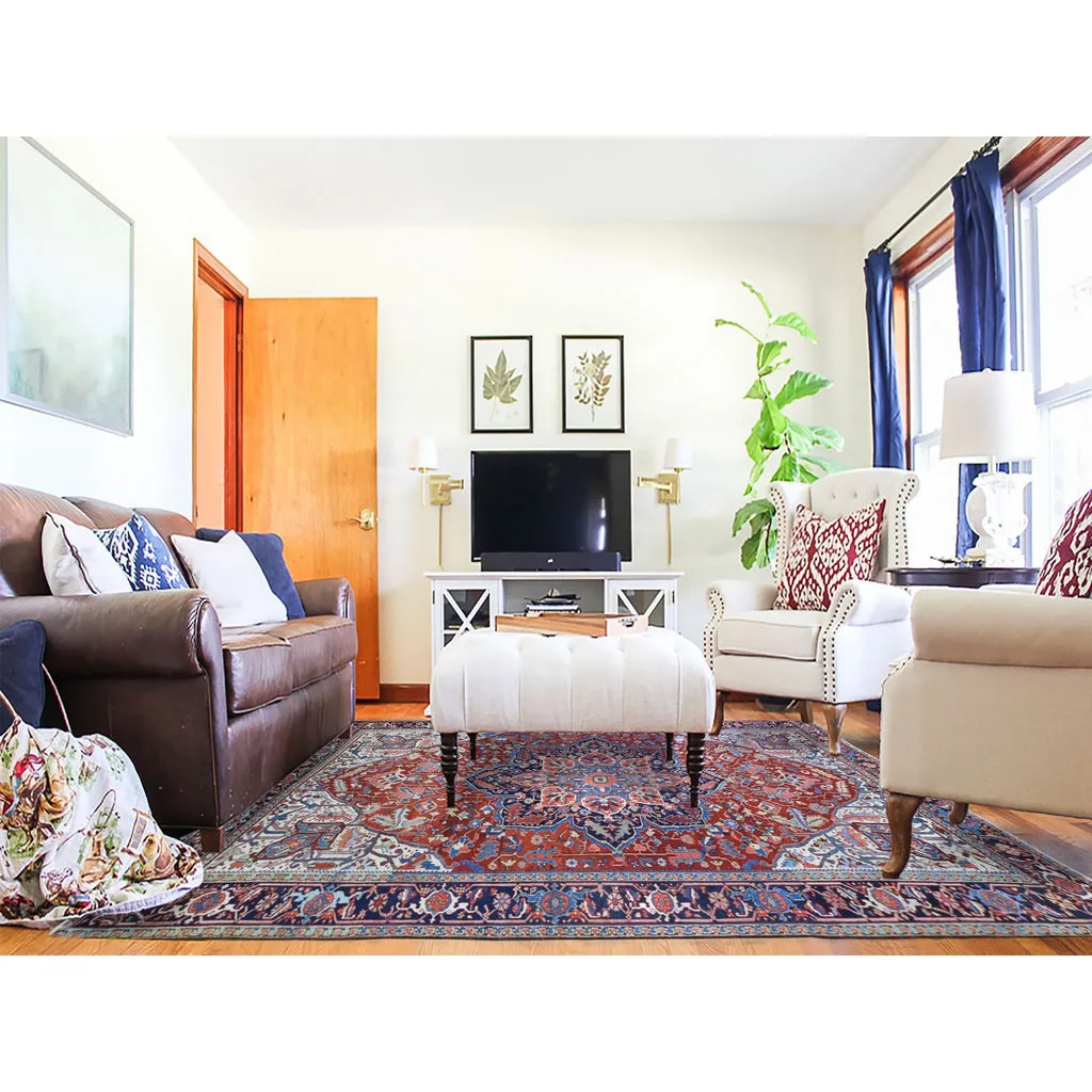 Vintage Hand Knotted Red Wool Rectangle Oriental Rug 8'3" x 11'3"