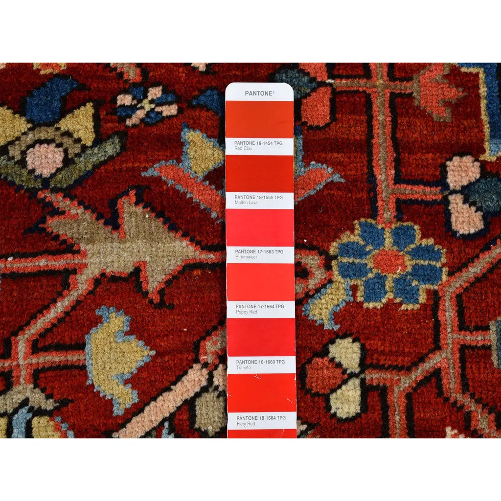 Vintage Hand Knotted Red Wool Rectangle Oriental Rug 8'3" x 11'3"