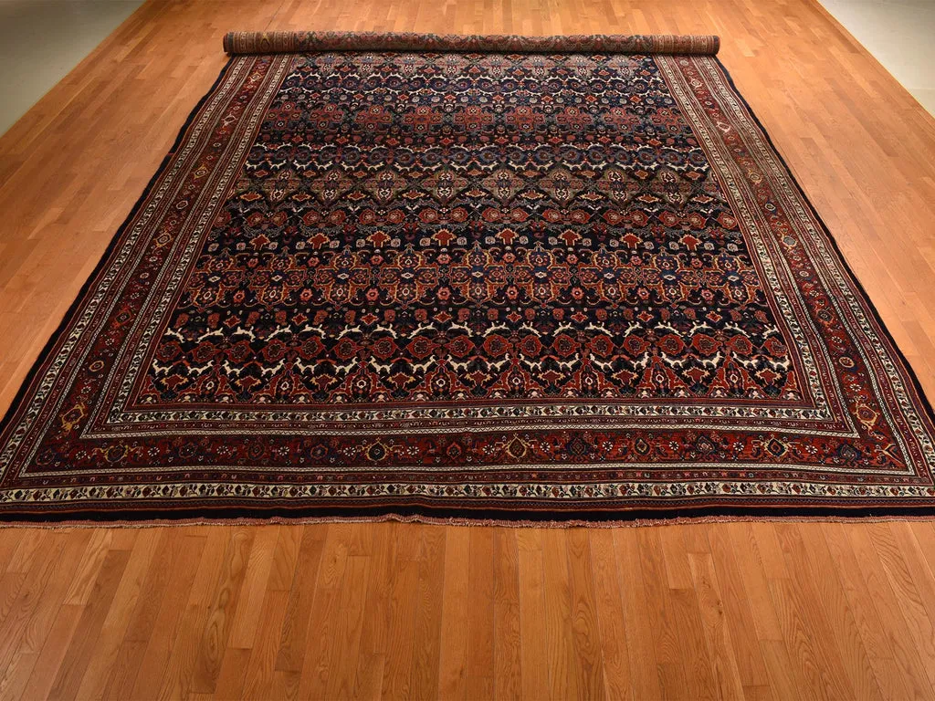 Vintage Hand Knotted Blue Wool Rectangle Oriental Rug 12'6" x 20'1"