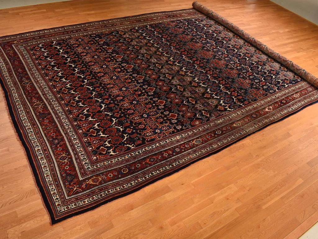 Vintage Hand Knotted Blue Wool Rectangle Oriental Rug 12'6" x 20'1"