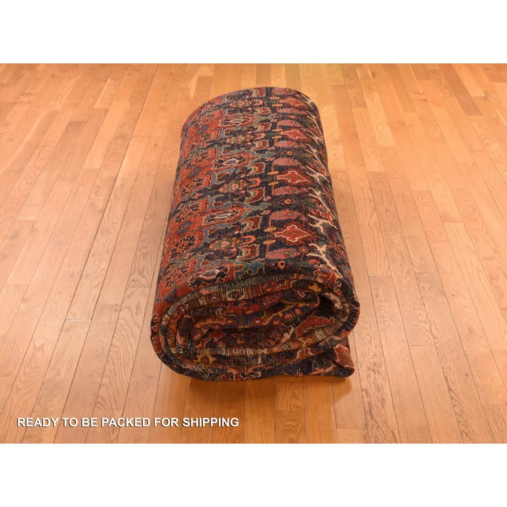 Vintage Hand Knotted Blue Wool Rectangle Oriental Rug 12'6" x 20'1"