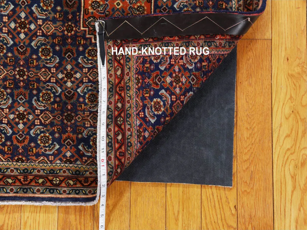 Vintage Hand Knotted Blue Wool Square Oriental Rug 2'3" x 2'4"