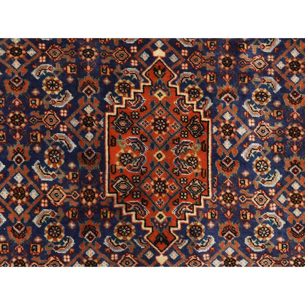 Vintage Hand Knotted Blue Wool Square Oriental Rug 2'3" x 2'4"