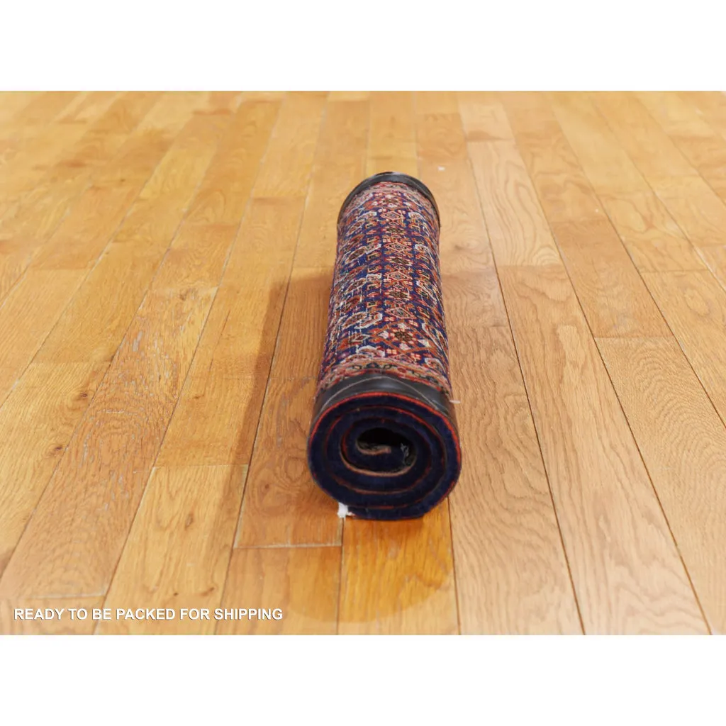 Vintage Hand Knotted Blue Wool Square Oriental Rug 2'3" x 2'4"