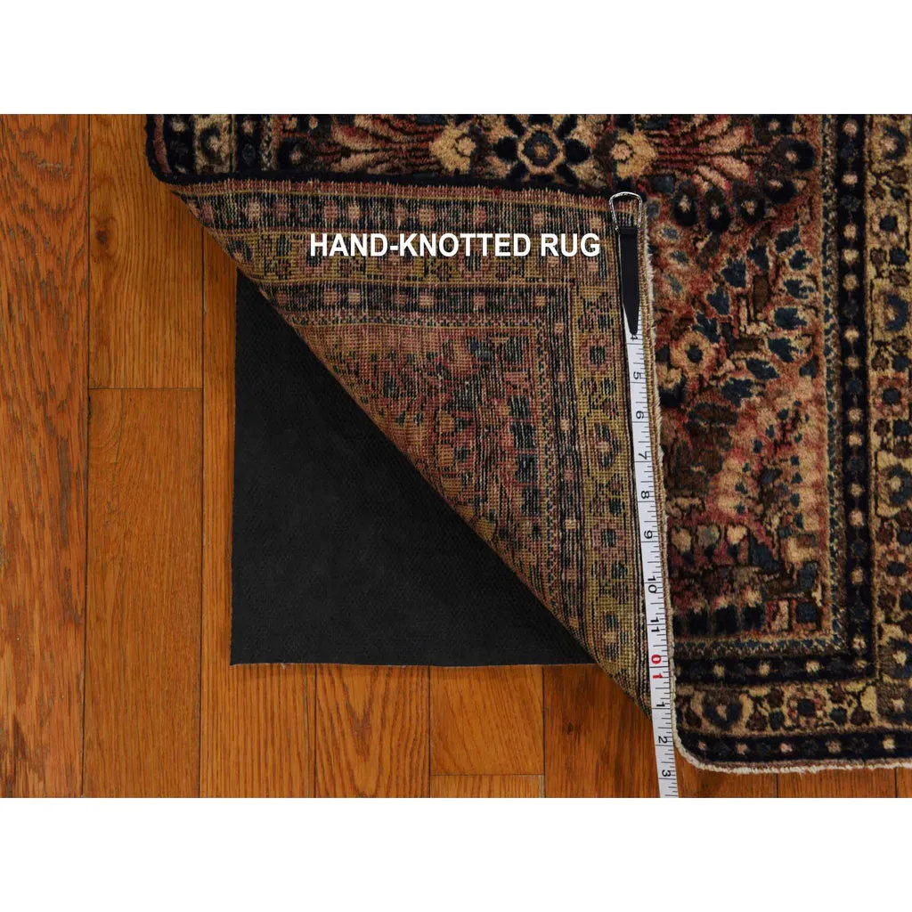 Vintage Hand Knotted Red Wool Rectangle Oriental Rug 2'0" x 2'6"