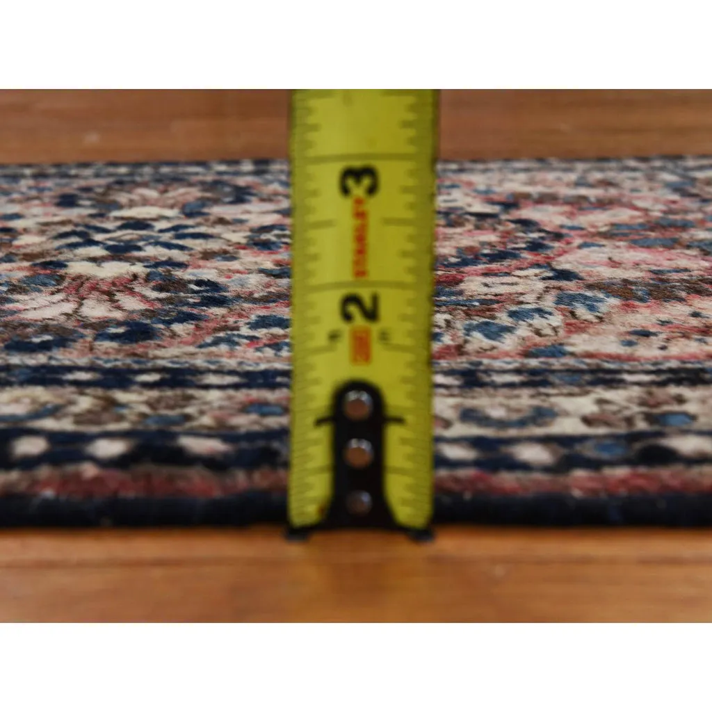 Vintage Hand Knotted Red Wool Rectangle Oriental Rug 2'0" x 2'6"