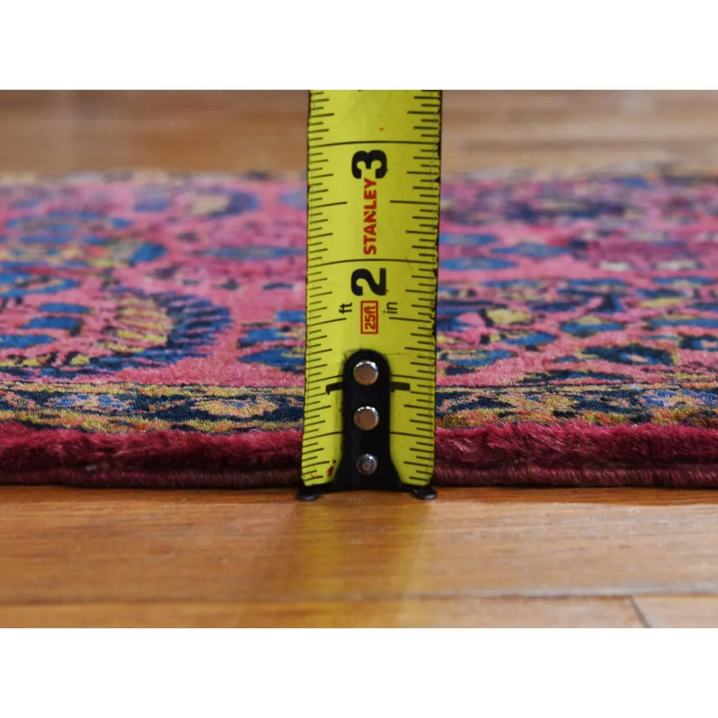 Vintage Hand Knotted Red Wool Rectangle Oriental Rug 1'10" x 2'7"