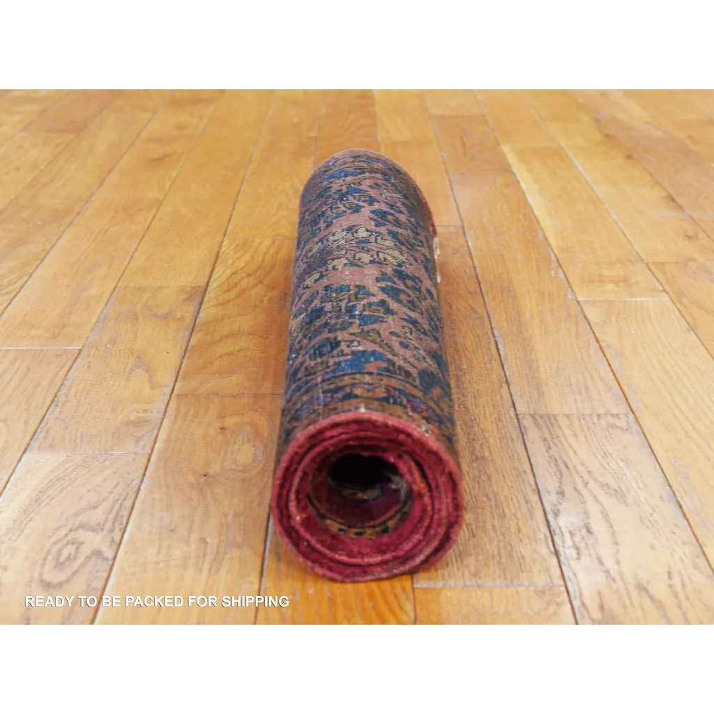 Vintage Hand Knotted Red Wool Rectangle Oriental Rug 1'10" x 2'7"