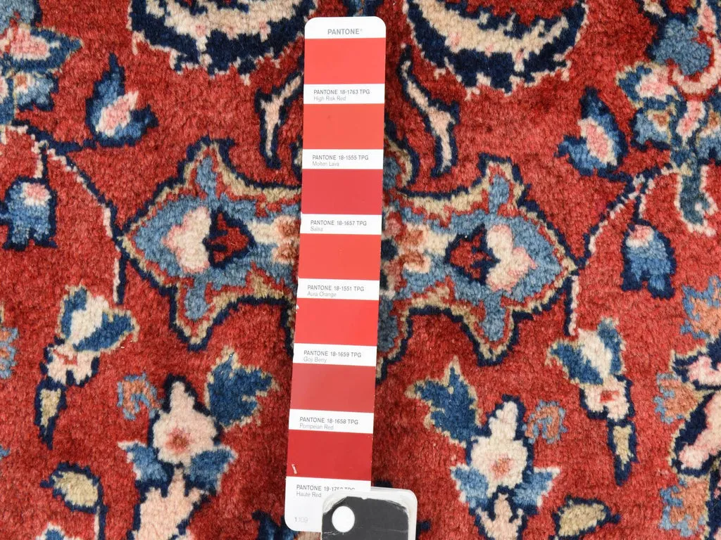 Vintage Hand Knotted Red Wool Rectangle Oriental Rug 9'9" x 13'1"