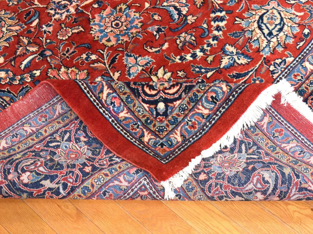 Vintage Hand Knotted Red Wool Rectangle Oriental Rug 9'9" x 13'1"