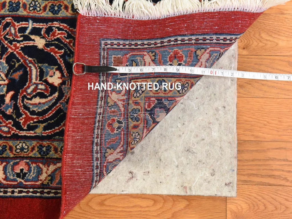 Vintage Hand Knotted Red Wool Rectangle Oriental Rug 9'9" x 13'1"