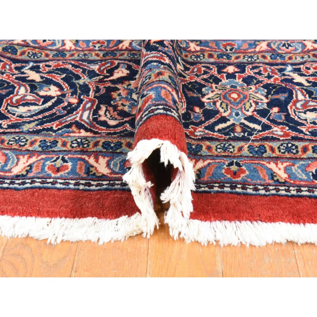 Vintage Hand Knotted Red Wool Rectangle Oriental Rug 9'9" x 13'1"