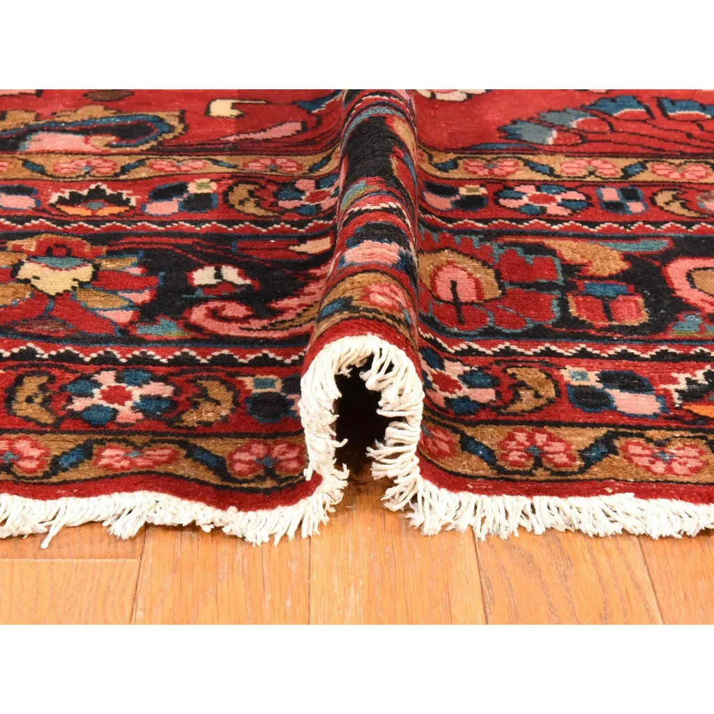 Vintage Hand Knotted Red Wool Rectangle Oriental Rug 8'10" x 12'3"