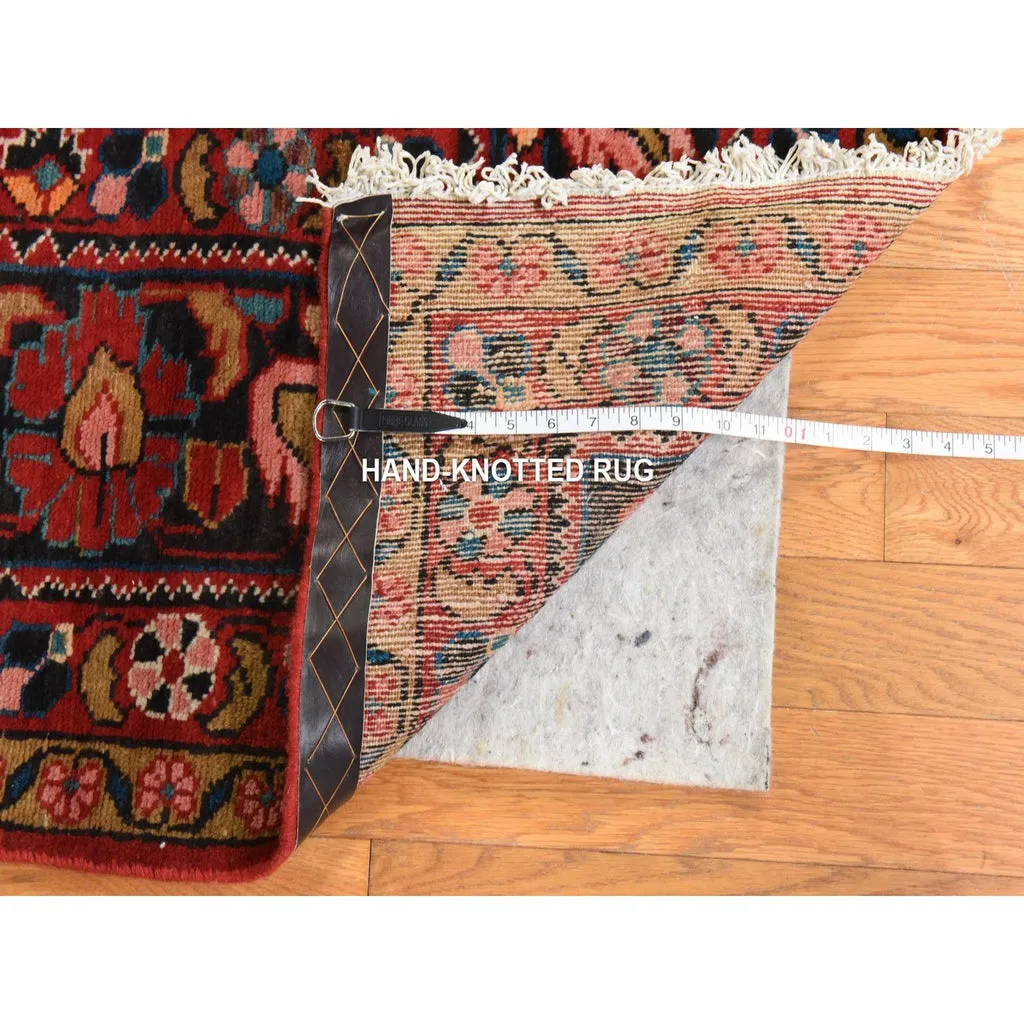 Vintage Hand Knotted Red Wool Rectangle Oriental Rug 8'10" x 12'3"