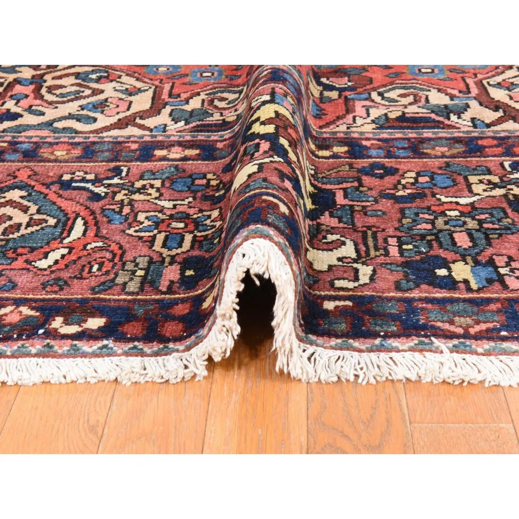 Vintage Hand Knotted Red Wool Rectangle Oriental Rug 10'0" x 12'4"