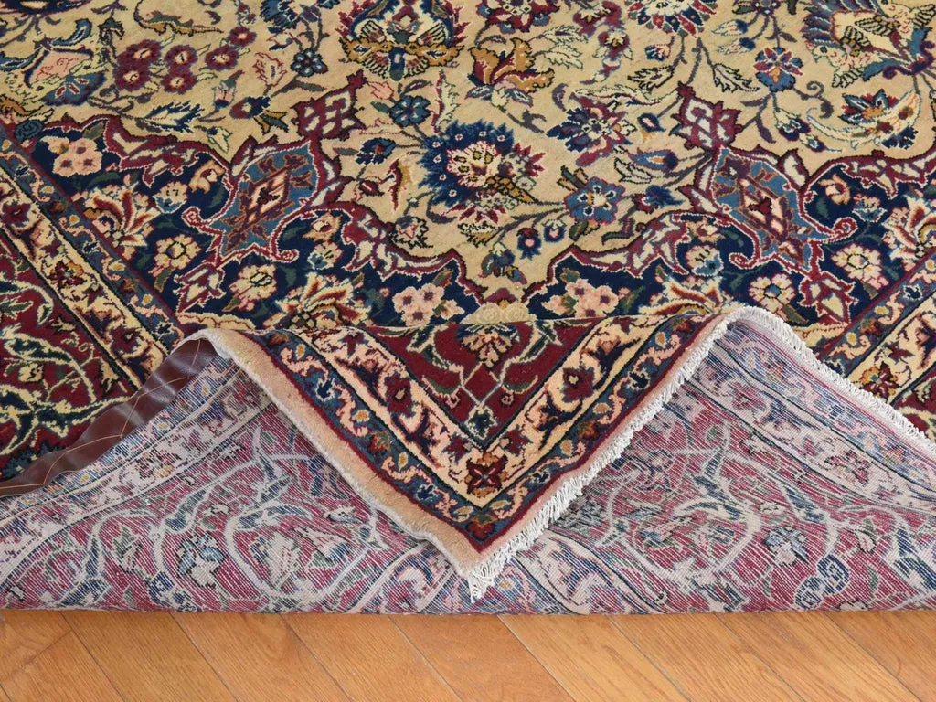 Vintage Hand Knotted Brown Wool Rectangle Oriental Rug 9'7" x 12'8"