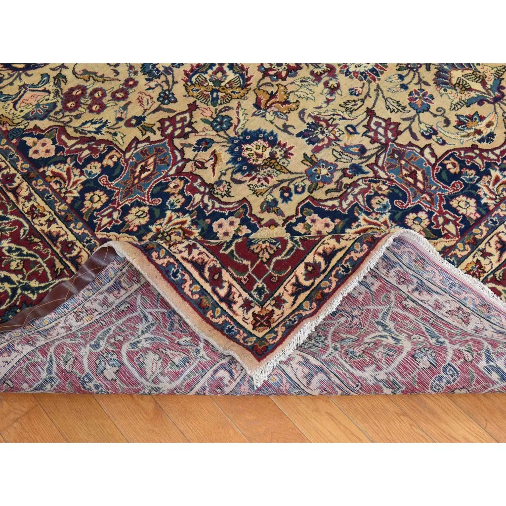 Vintage Hand Knotted Brown Wool Rectangle Oriental Rug 9'7" x 12'8"