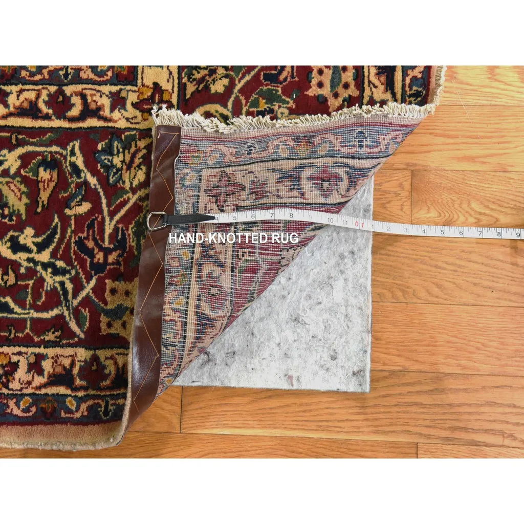 Vintage Hand Knotted Brown Wool Rectangle Oriental Rug 9'7" x 12'8"