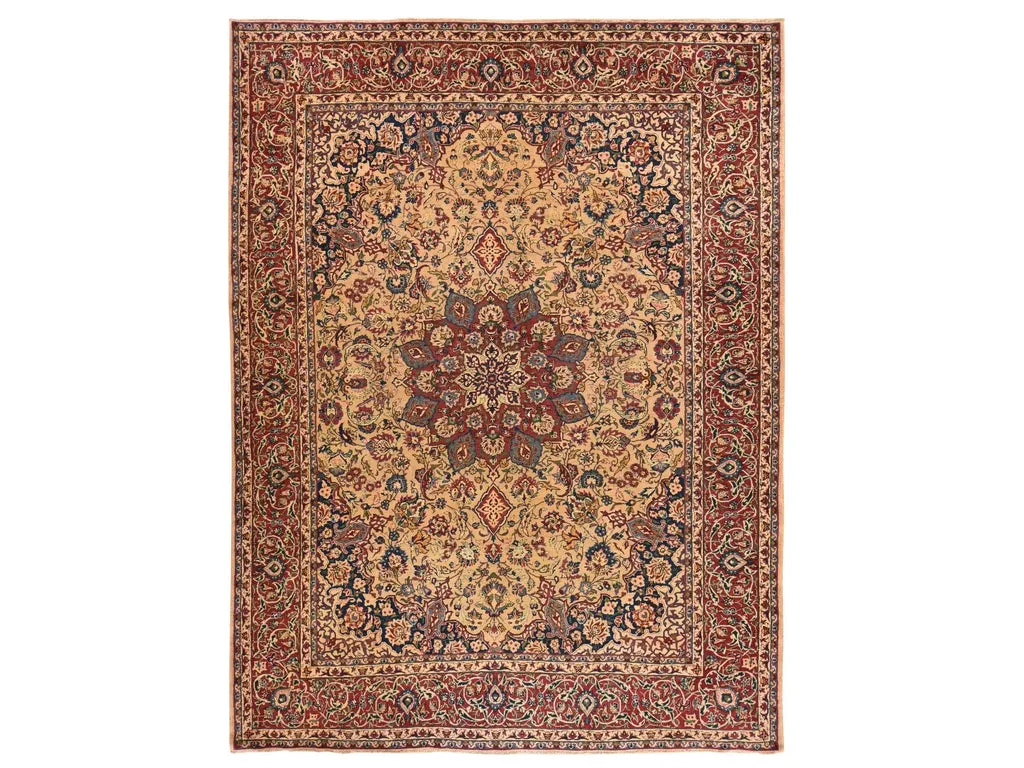 Vintage Hand Knotted Brown Wool Rectangle Oriental Rug 9'7" x 12'8"