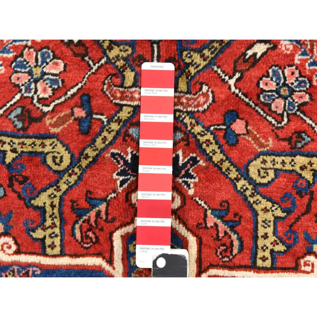 Vintage Hand Knotted Red Wool Rectangle Oriental Rug 9'8" x 13'0"
