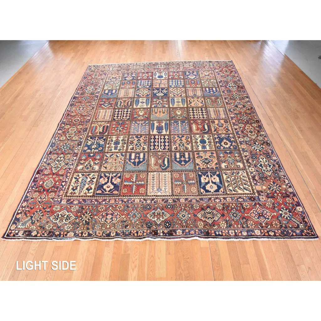 Vintage Hand Knotted Red Wool Rectangle Oriental Rug 10'4" x 12'8"