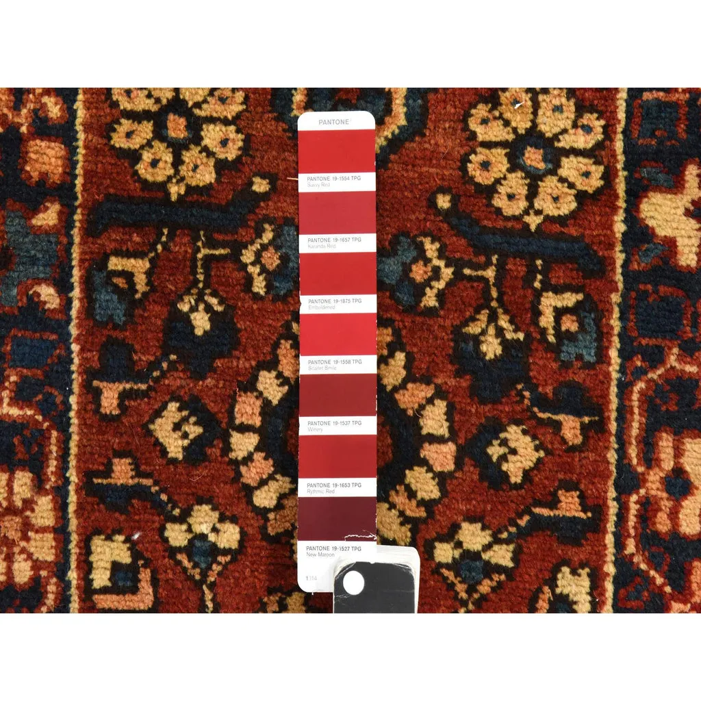 Vintage Hand Knotted Red Wool Rectangle Oriental Rug 10'4" x 12'8"