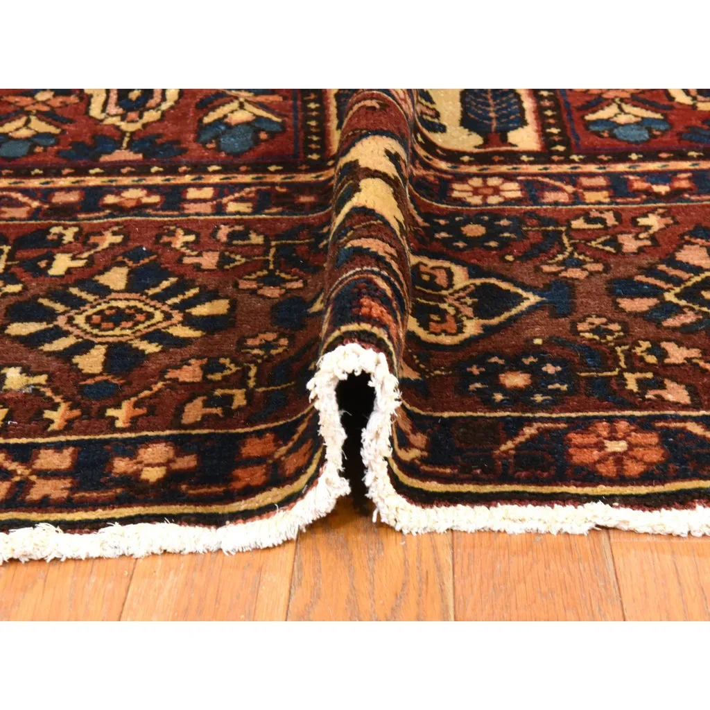 Vintage Hand Knotted Red Wool Rectangle Oriental Rug 10'4" x 12'8"